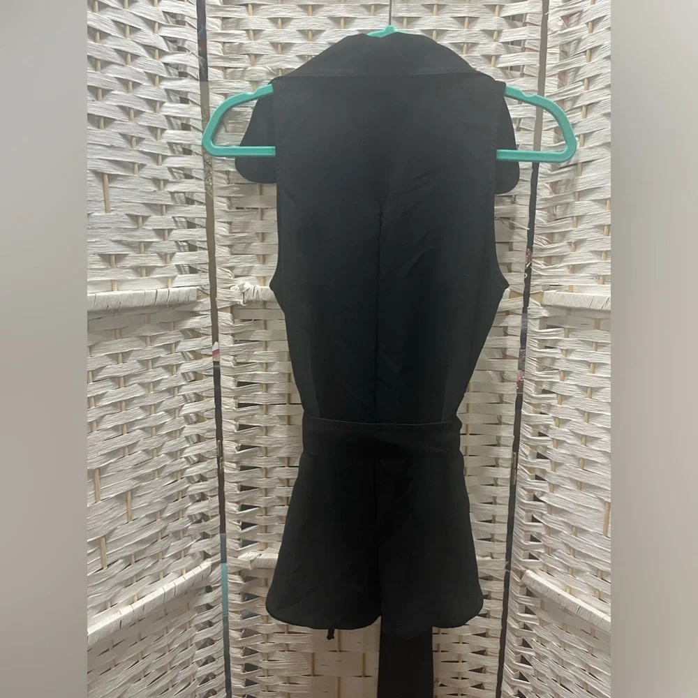 ZARA Black Sleeveless, Wrap Tunic Top with Tie-Waist Small - Picture 10 of 11